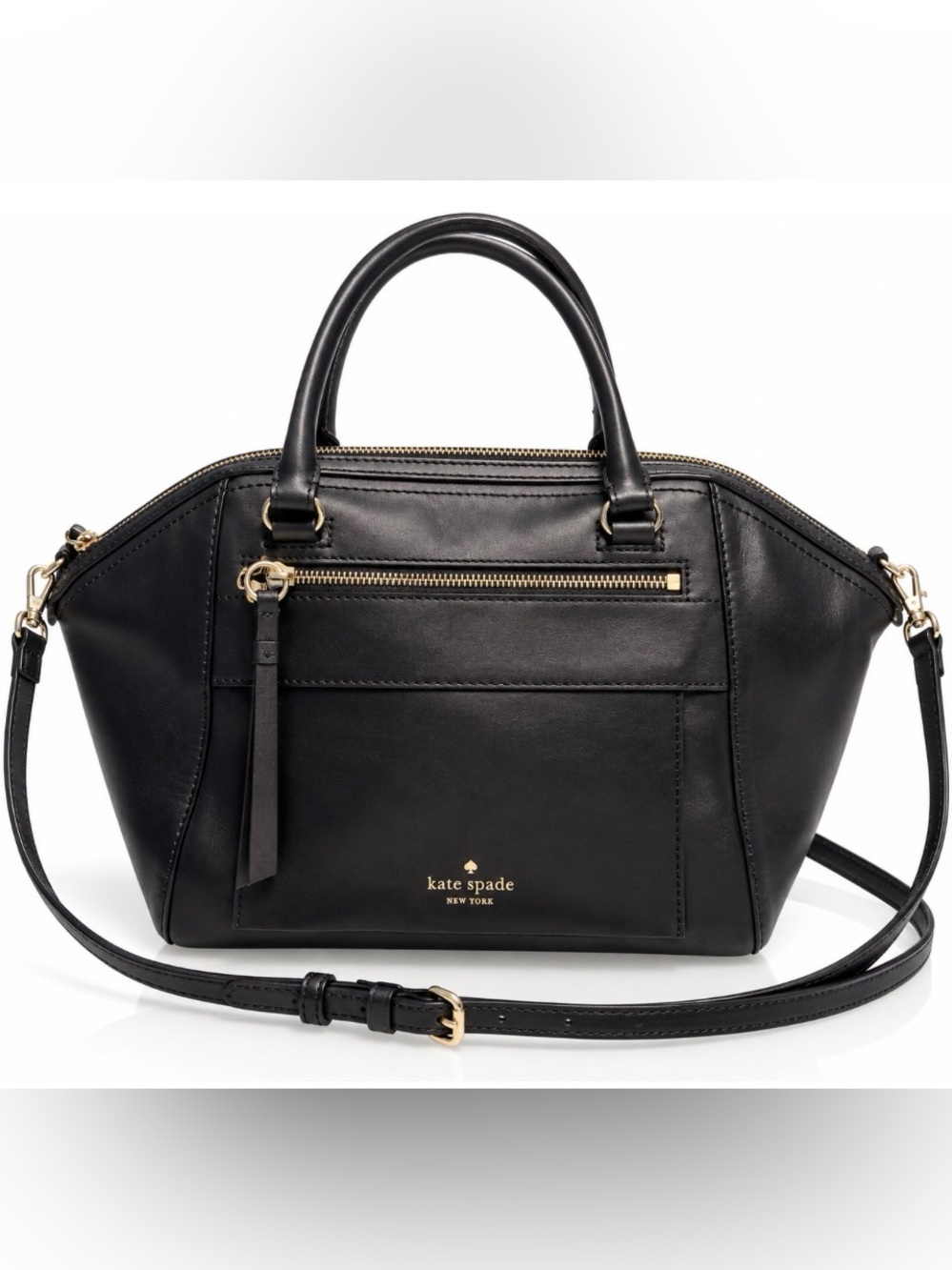 Kate Spade PXRU5066 Black Leather Satchel Crossbody Bag